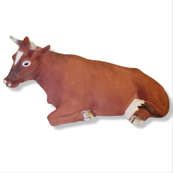 #O Vintage 1970s Handmade Ceramic Cow Animal Barn Nativity Scene Piece Decor - Picture 1 of 5